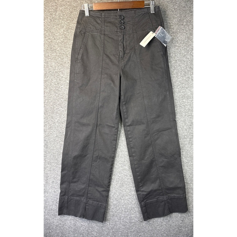 Anthropologie Pilcro Wide Leg Utility Pants Blk High Rise Jeans Size 26 NWT $138
